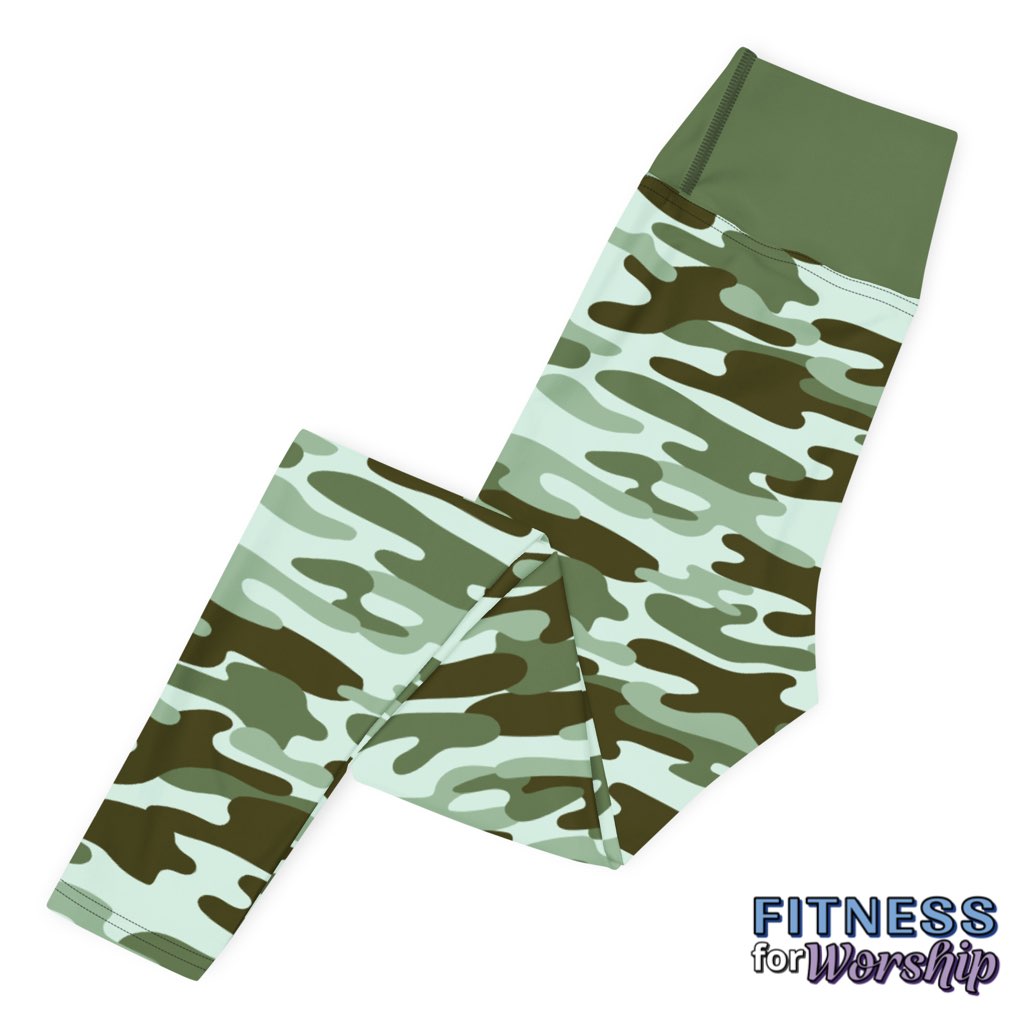 Green Camo High Waist Leggings for Women by Fitness for Worship
