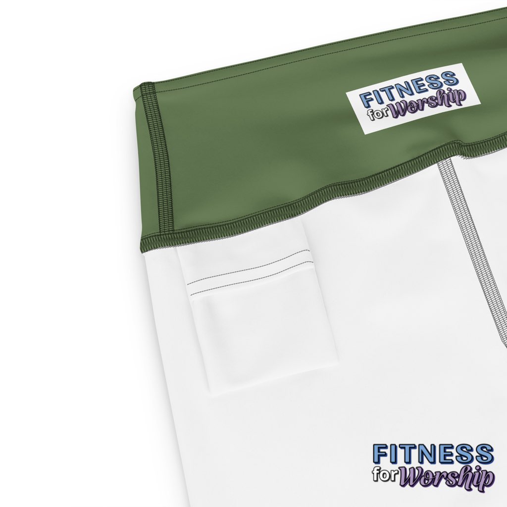 inside of Green Camo High Waist Leggings for Women by Fitness for Worship