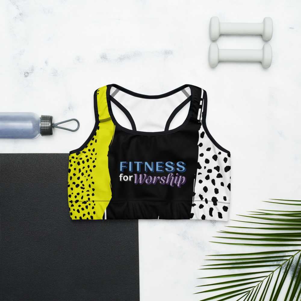 Fitness for Worship Sports Bra (black/yellow/white) (front)
