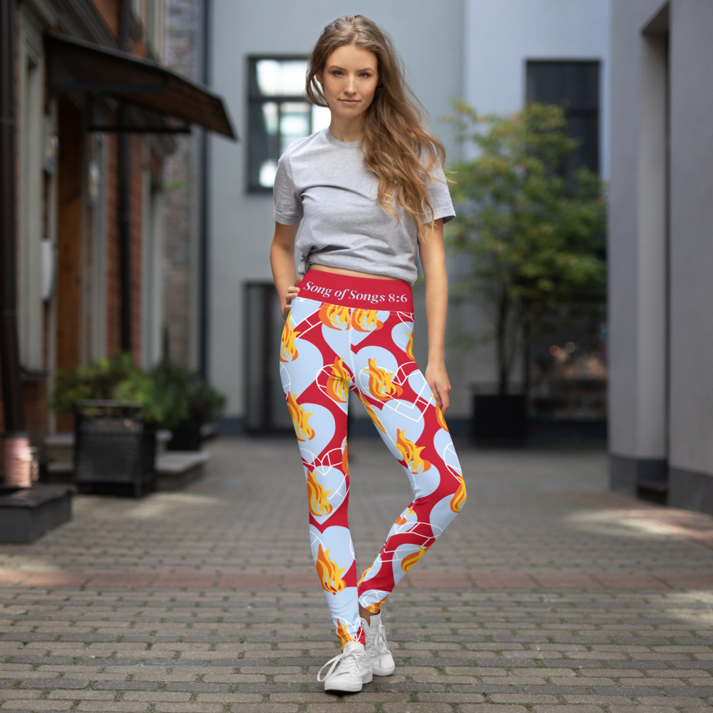 Flames of Fire High Waist Leggings for Women by Fitness for Worship