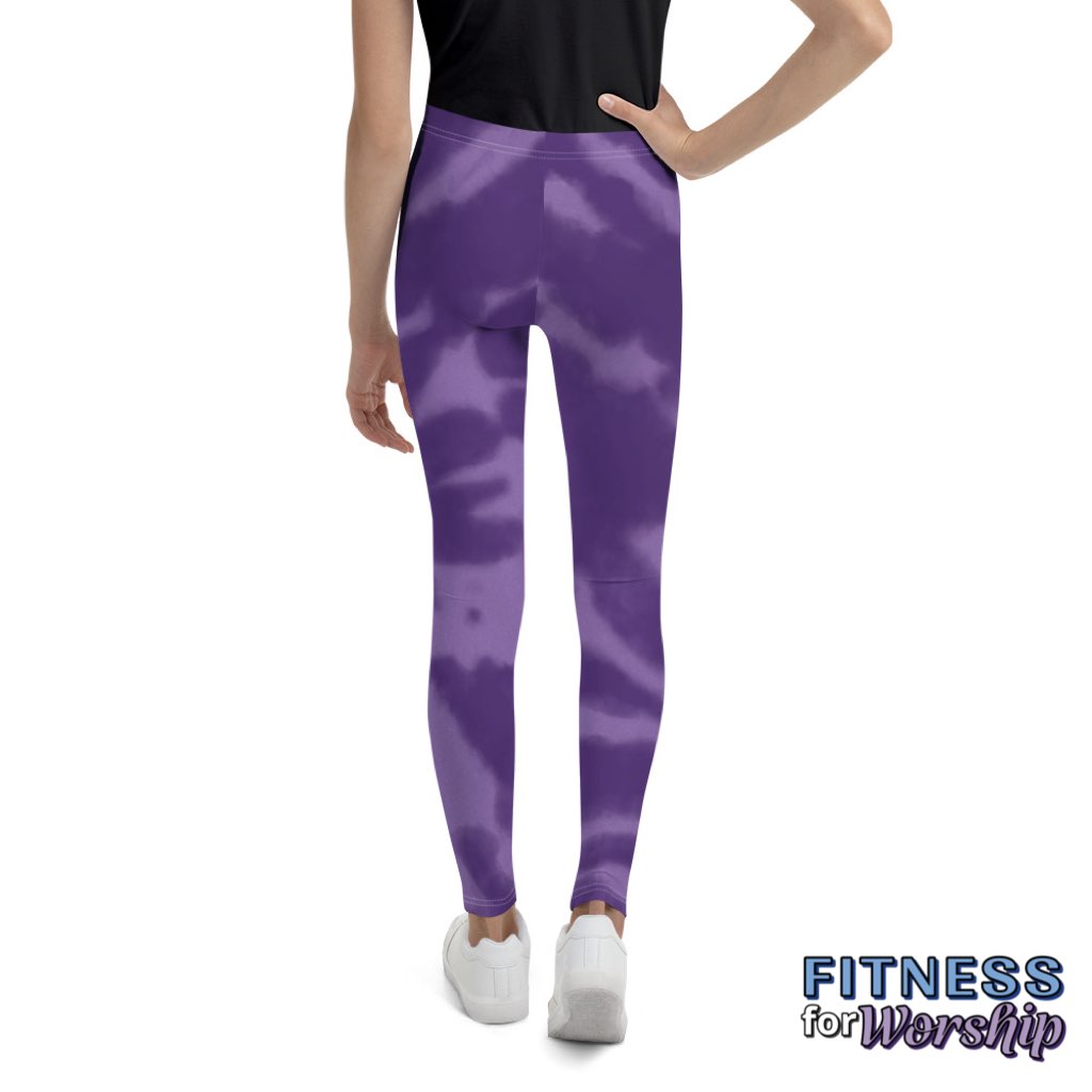 “Royalty” Purple Tie-Dye Leggings for Youth by Fitness for Worship