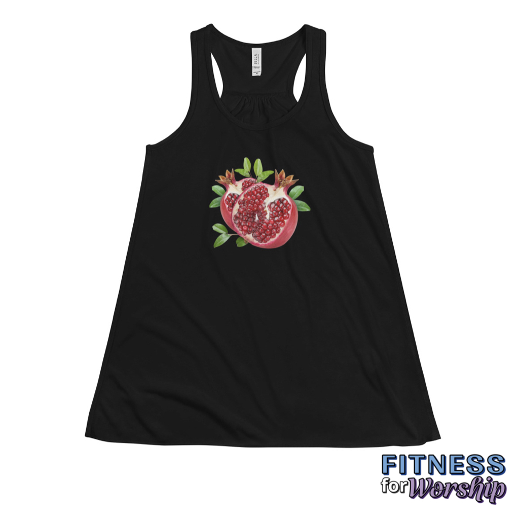 black Pomegranate Flowy Racerback Tank for Women by Fitness for Worship