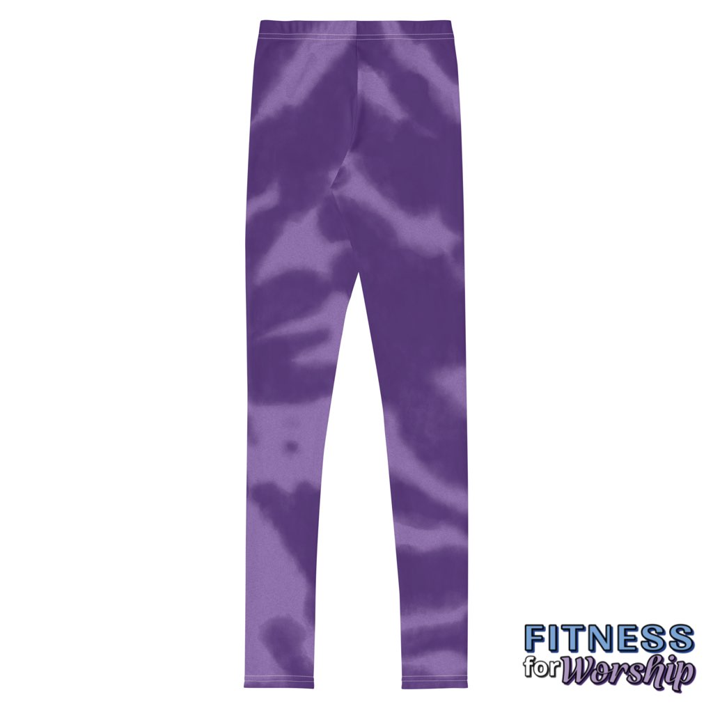 “Royalty” Purple Tie-Dye Leggings for Youth by Fitness for Worship