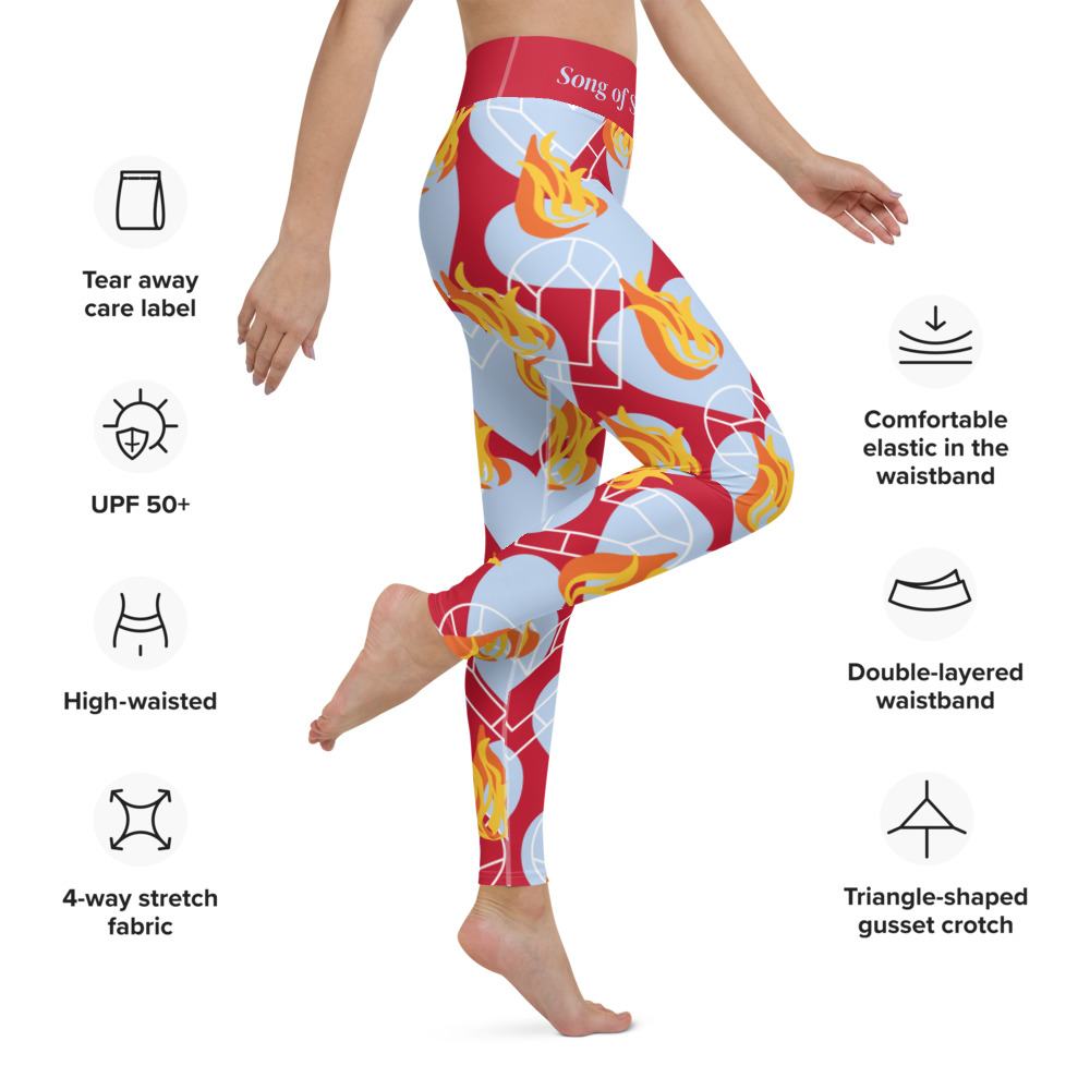 Flames of Fire High Waist Leggings for Women by Fitness for Worship