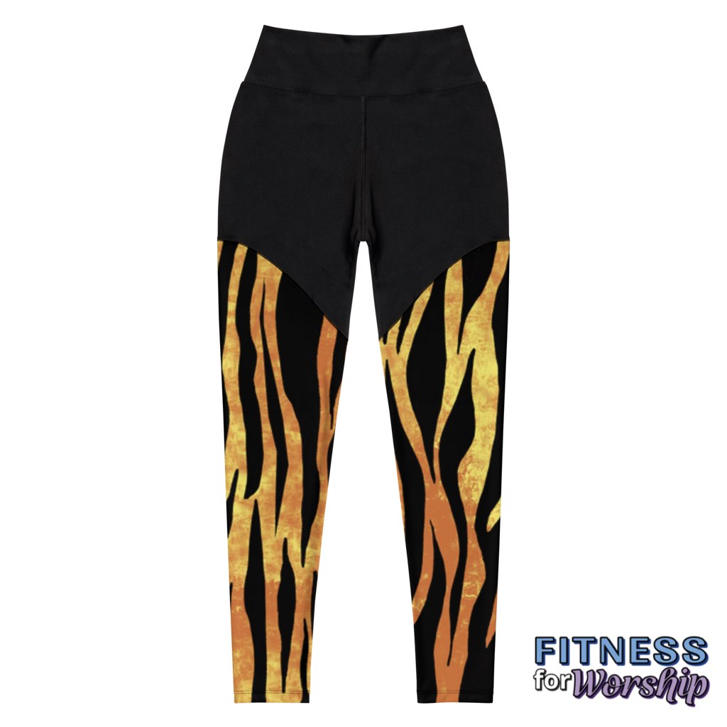 Fire Stripes Compression Sports Workout Leggings for Women by Fitness for Worship