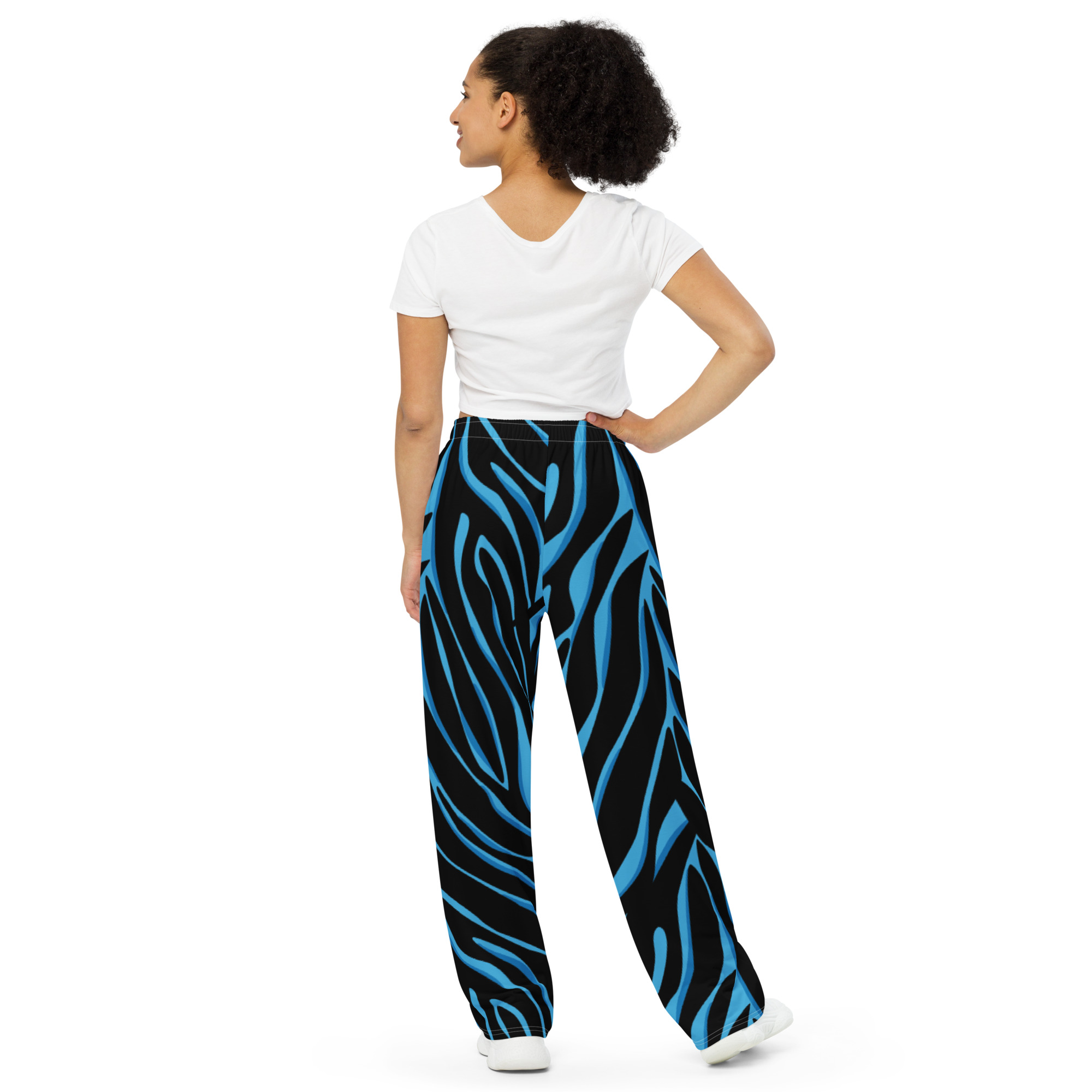 Blue Abstract Stripes Wide-Leg Pajama Pants