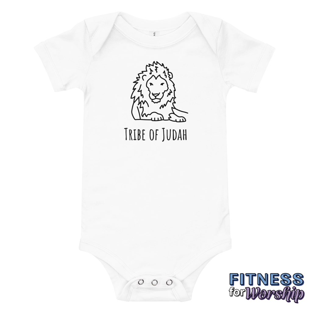 White Lion Tribe of Judah Baby One Piece Bodysuit by Fitness for Worship