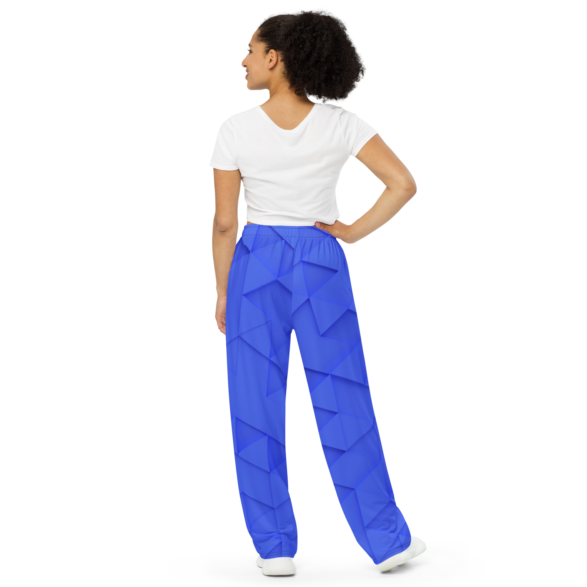 Blue Abstract Wide-Leg Pajama Pants