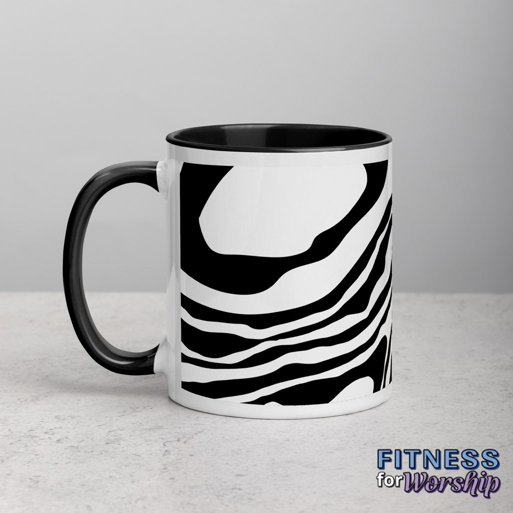 Black and White Abstract Mug by Fitness for Worship